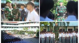  Dandim 0612/ Tasikmalaya letkol Arm Yan octa Rombenanta, S.Sos.,  saat Pimpin Upacara di SMK Muhammadiyah. 