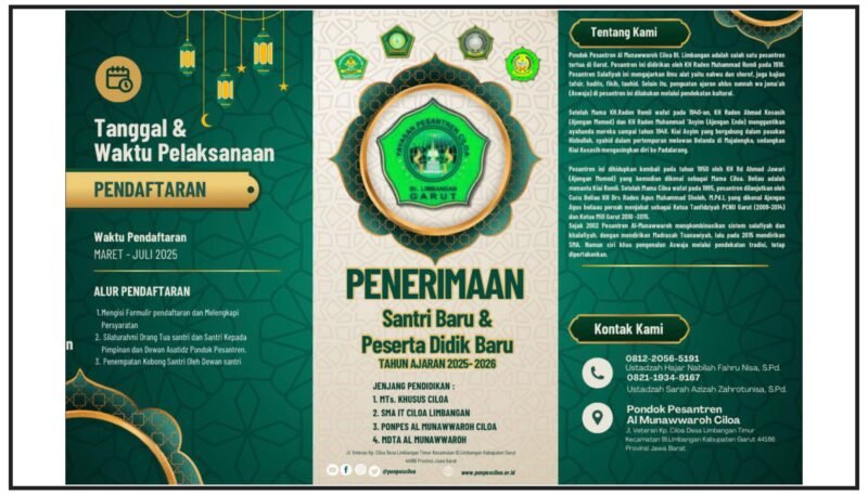 Brosur PPDB 2025 pondok pesantren ciloa Garut ||| Dok : Mediatamanews.id
